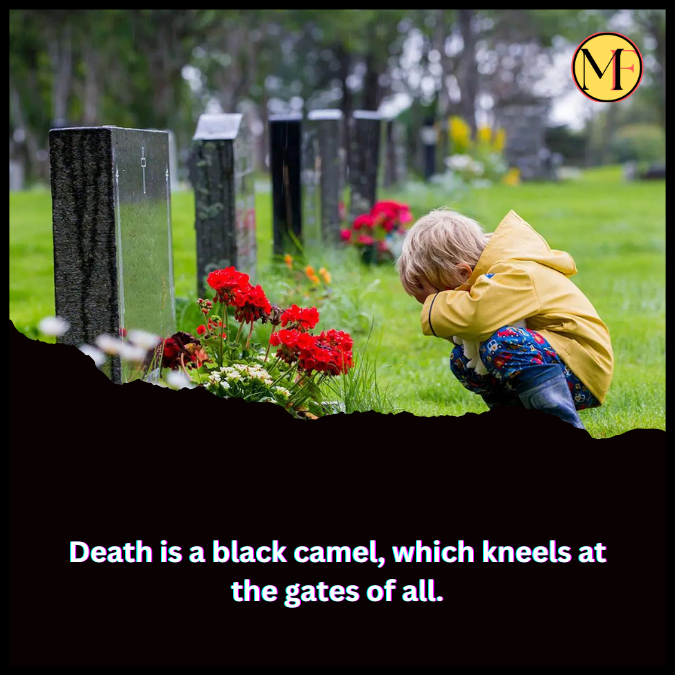 Death is a black camel, which kneels at the gates of all.