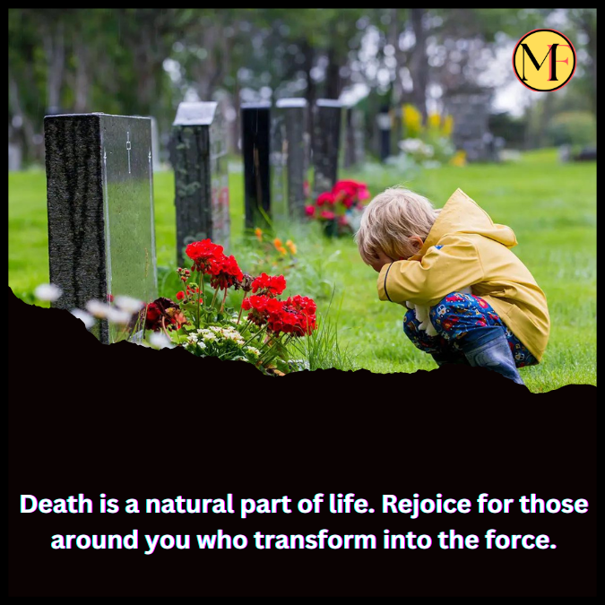 Death is a natural part of life. Rejoice for those around you who transform into the force.