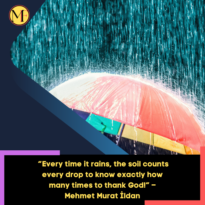 _“Every time it rains, the soil counts every drop to know exactly how many times to thank God!” – Mehmet Murat İldan