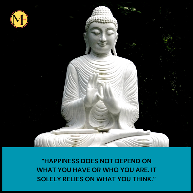 “Happiness does not depend on what you have or who you are. It solely relies on what you think.”