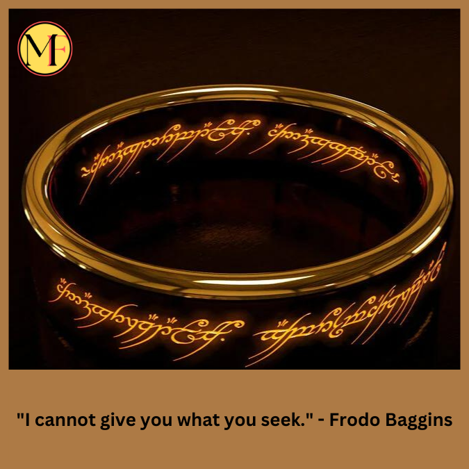 "I cannot give you what you seek." - Frodo Baggins