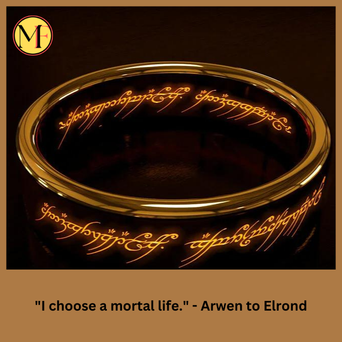 "I choose a mortal life." - Arwen to Elrond