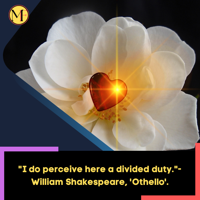 I do perceive here a divided duty.- William Shakespeare, 'Othello'.