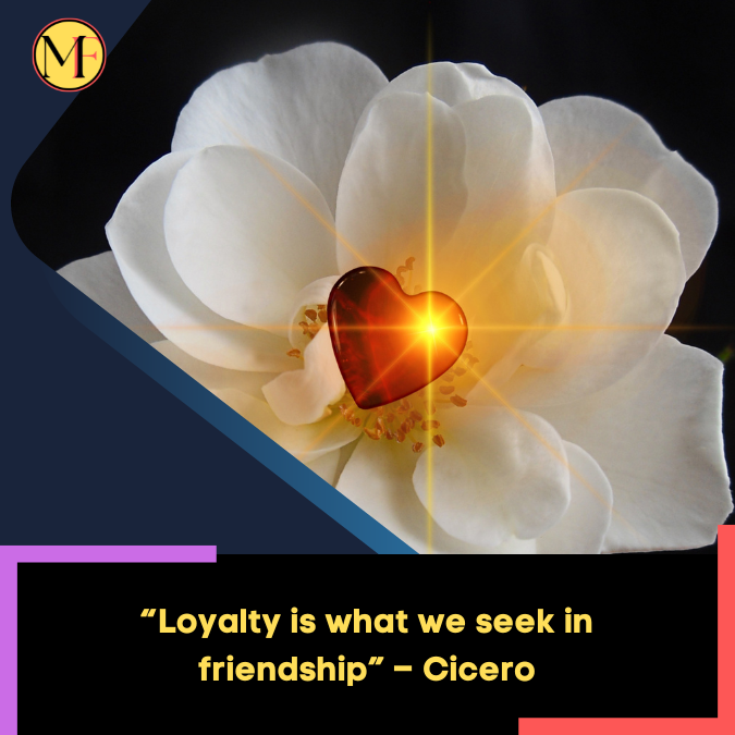“Loyalty is what we seek in friendship” – Cicero