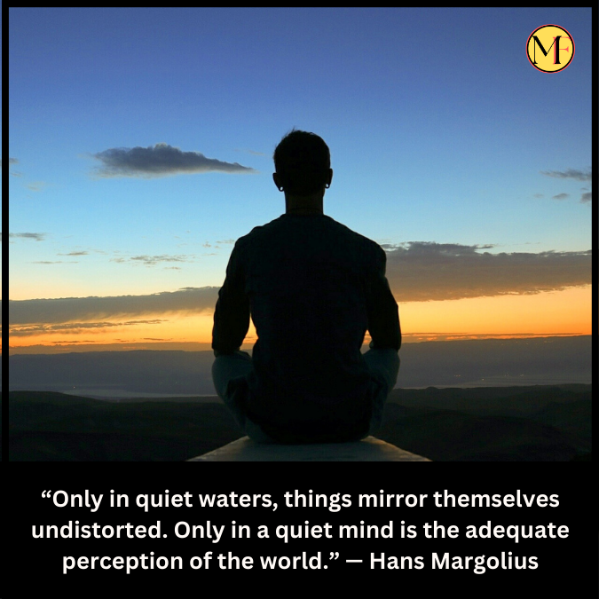 “Only in quiet waters, things mirror themselves undistorted. Only in a quiet mind is the adequate perception of the world.” — Hans Margolius