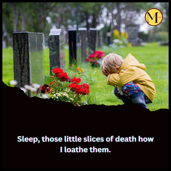 Sleep, those little slices of death how I loathe them.
