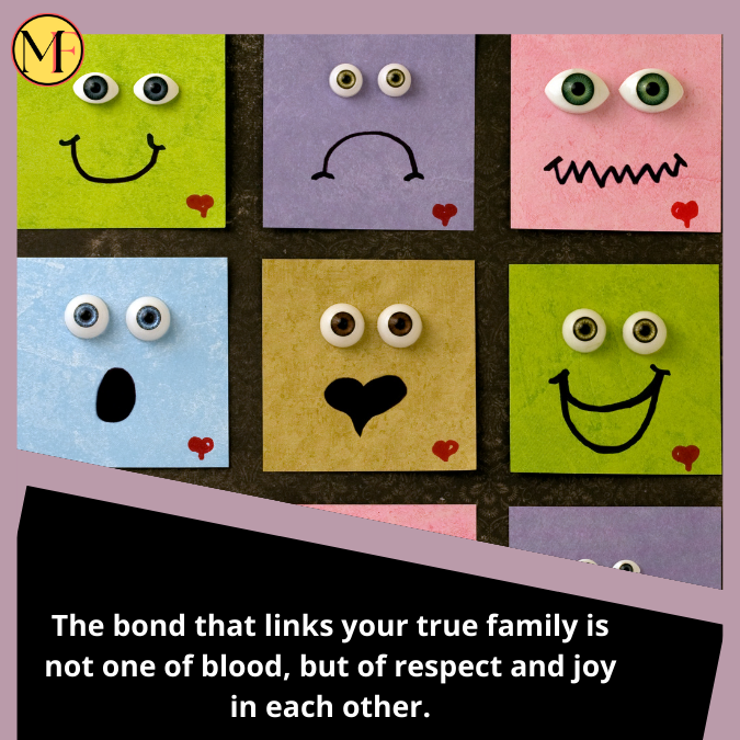 The bond that links your true family is not one of blood, but of respect and joy in each other.