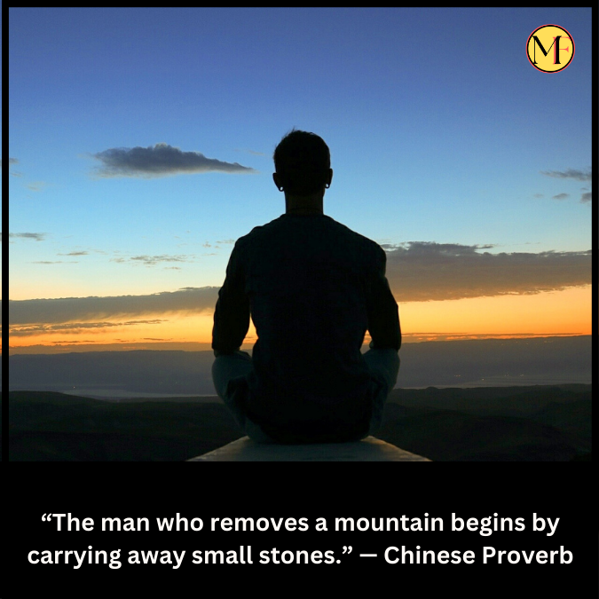 “The man who removes a mountain begins by carrying away small stones.” — Chinese Proverb