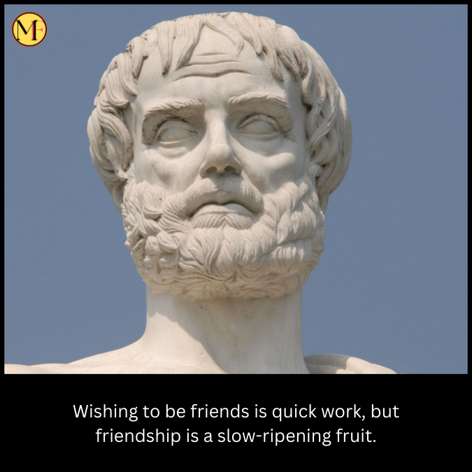 Wishing to be friends is quick work, but friendship is a slow-ripening fruit.
