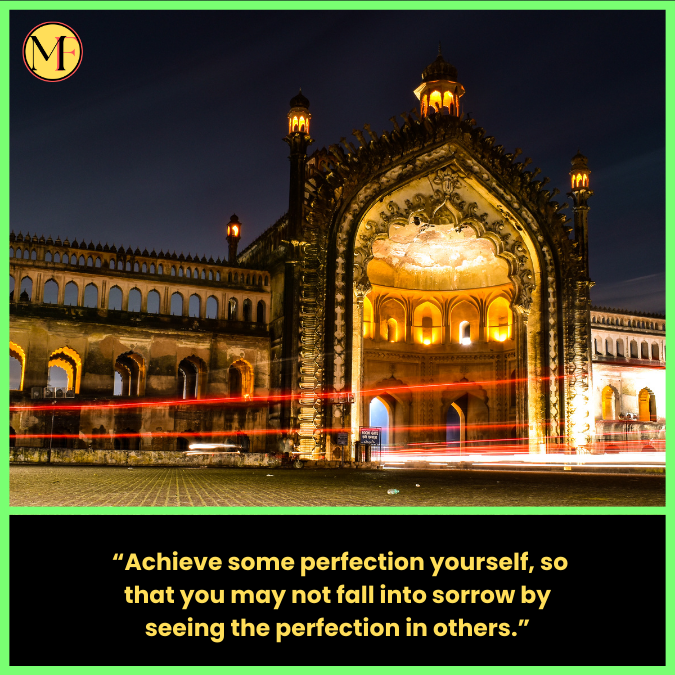   “Achieve some perfection yourself, so that you may not fall into sorrow by seeing the perfection in others.”