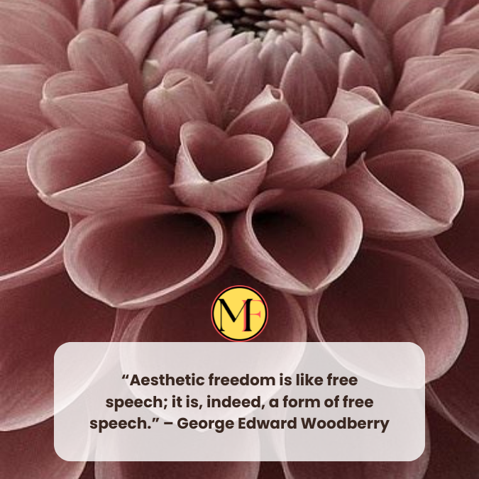 “Aesthetic freedom is like free speech; it is, indeed, a form of free speech.” – George Edward Woodberry