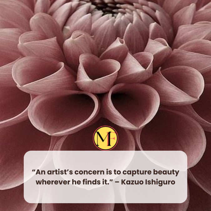 “An artist’s concern is to capture beauty wherever he finds it.” – Kazuo Ishiguro