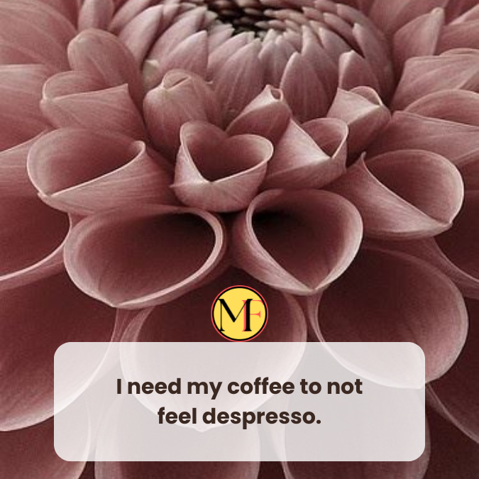 I need my coffee to not feel despresso.