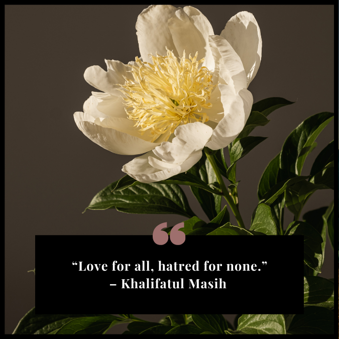 “Love for all, hatred for none.” – Khalifatul Masih III