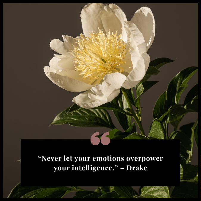 “Never let your emotions overpower your intelligence.” – Drake