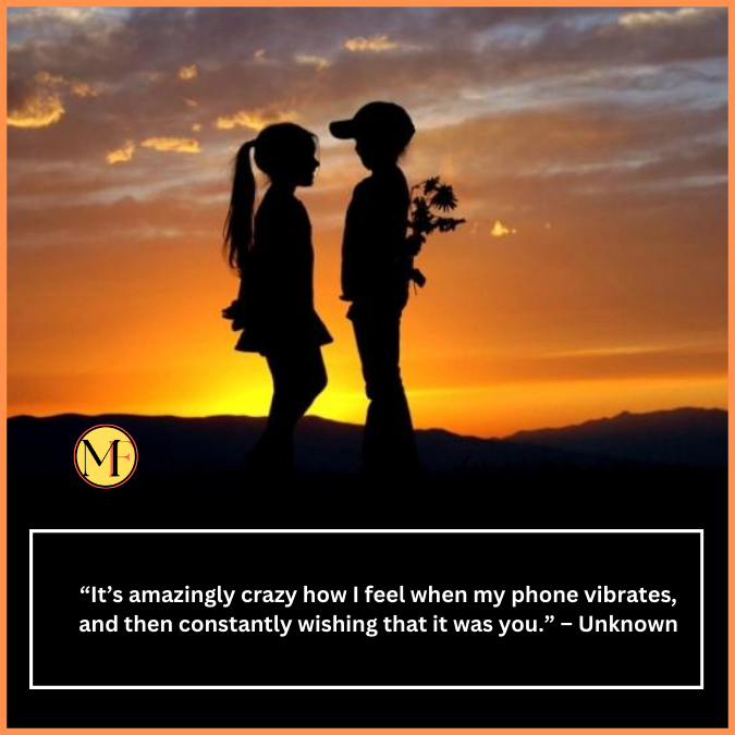 “It’s amazingly crazy how I feel when my phone vibrates, and then constantly wishing that it was you.” – Unknown
