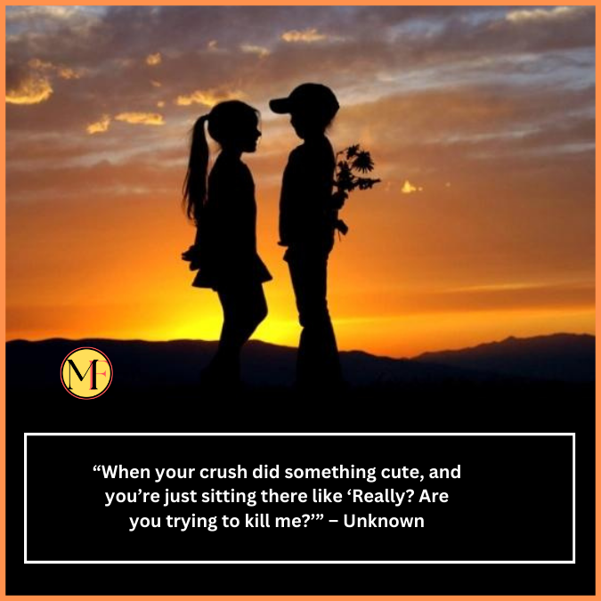 “When your crush did something cute, and you’re just sitting there like ‘Really? Are you trying to kill me?’” – Unknown